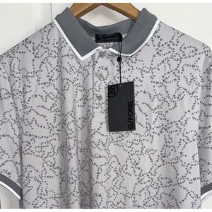 G/FORE NWT Golf Star Dust‎ Tech Jersey Polo Rib Collar XL Light Gray Nimbus